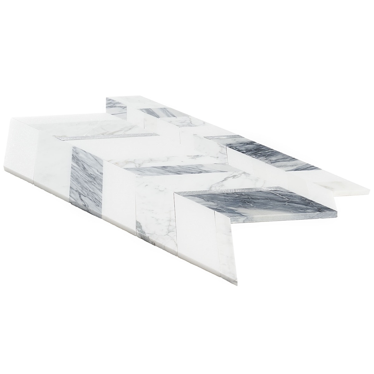 Close Out - Zayden Grigio- White Thassos, Calacutta, Grey Stone, Aluminum