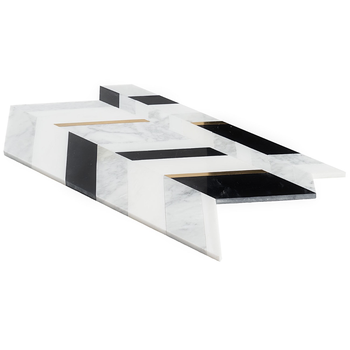 Zayden Nero Blanco - White Carrara, Nero Marquina, Asian Statuary, & Brass Polished Marble + Brass