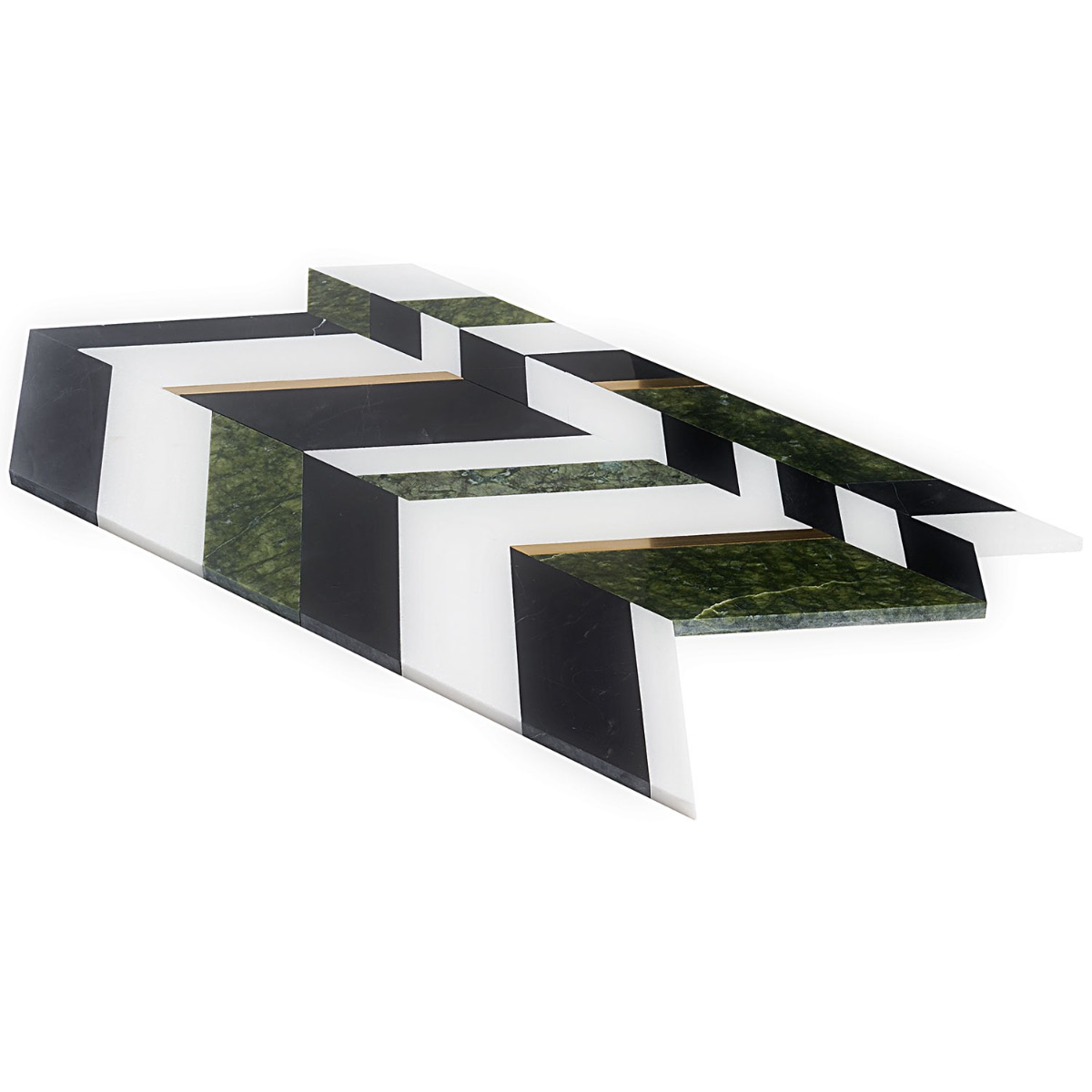 Zayden Verde Jade - Nero Marquina, White Thassos, Dandong Green, & Brass Polished Marble + Brass