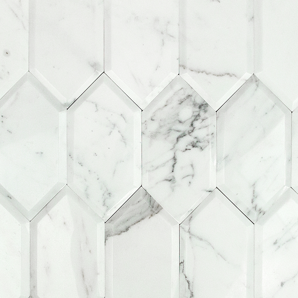 Close Out - Elongated Beveled Hexagon Calacatta 
