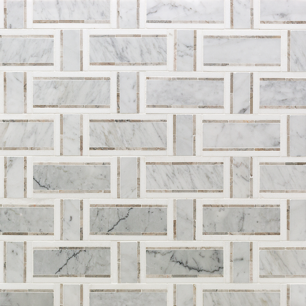 Interlace White Carrara, Temple Gray & Thassos 