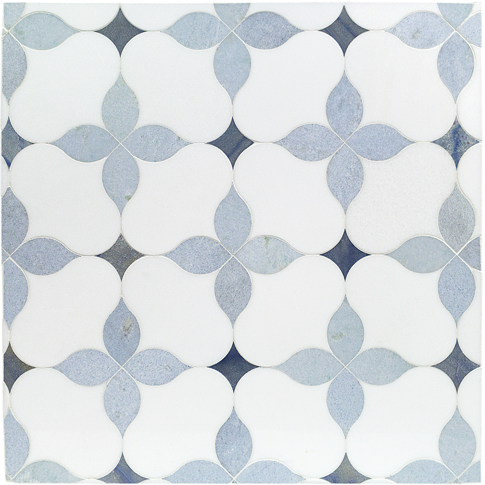 MJ Blue Blazingstar - White Thassos, Blue Celeste & Azul Macauba 