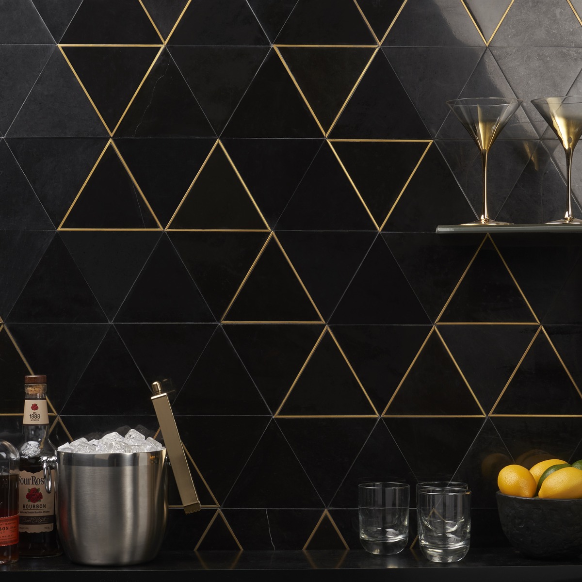 Axil Nero - Nero Marquina & Brass Polished Marble + Brass