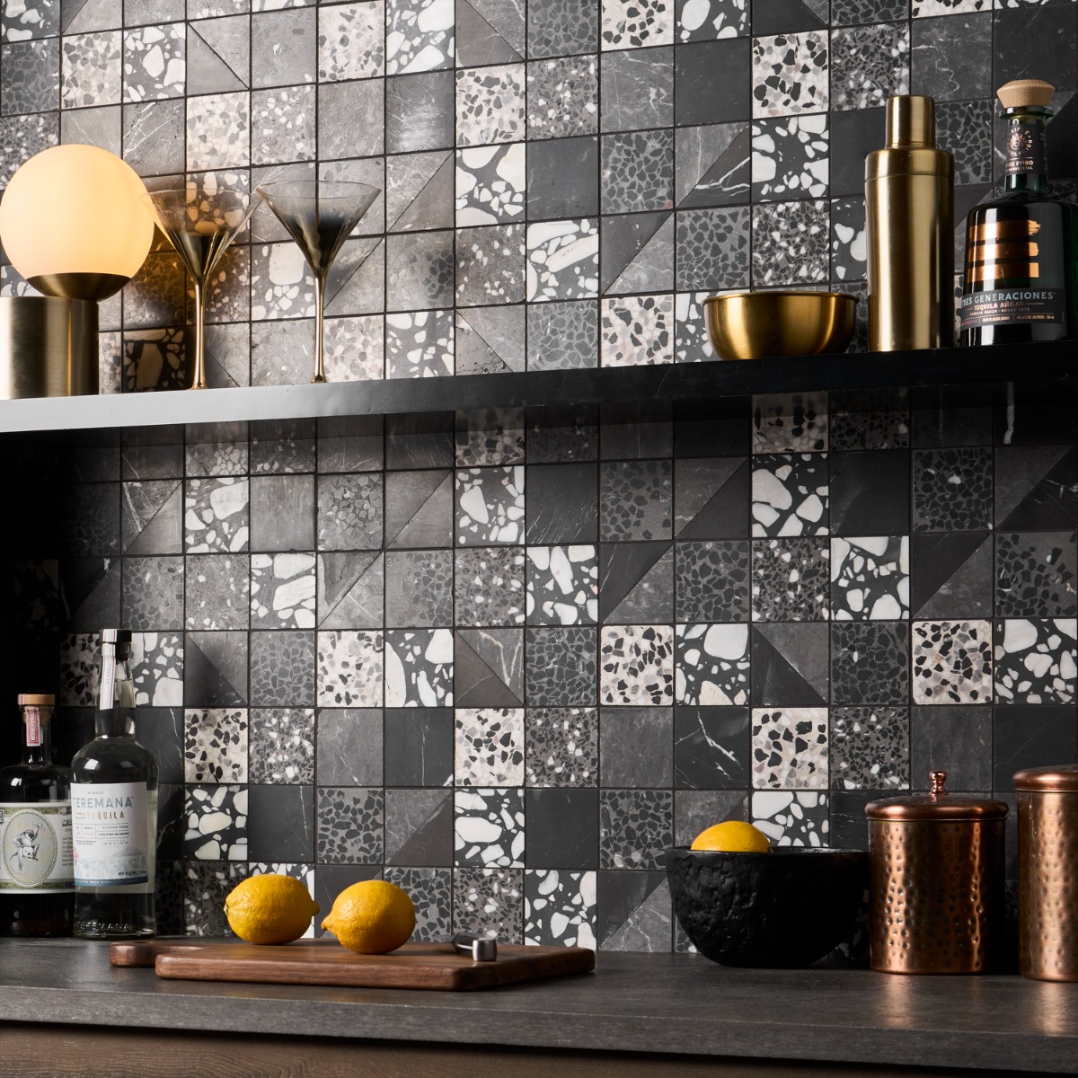 Elizabeth Sutton Terrazzi Raven Mixed Finish Marble + Terrazzo
