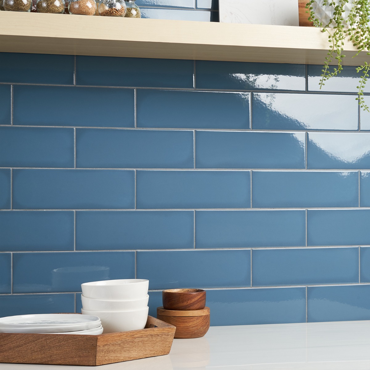 Market Street Blue 4x12 Polished Porcelain Tile