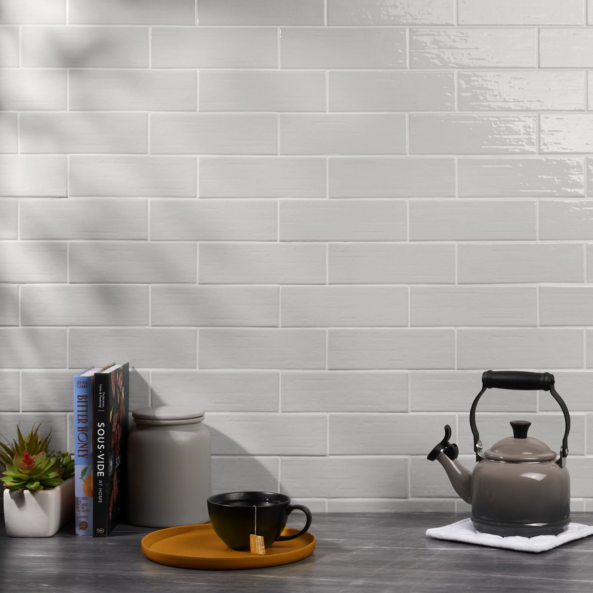 Una Silver 3x9 Polished Porcelain Subway Tile