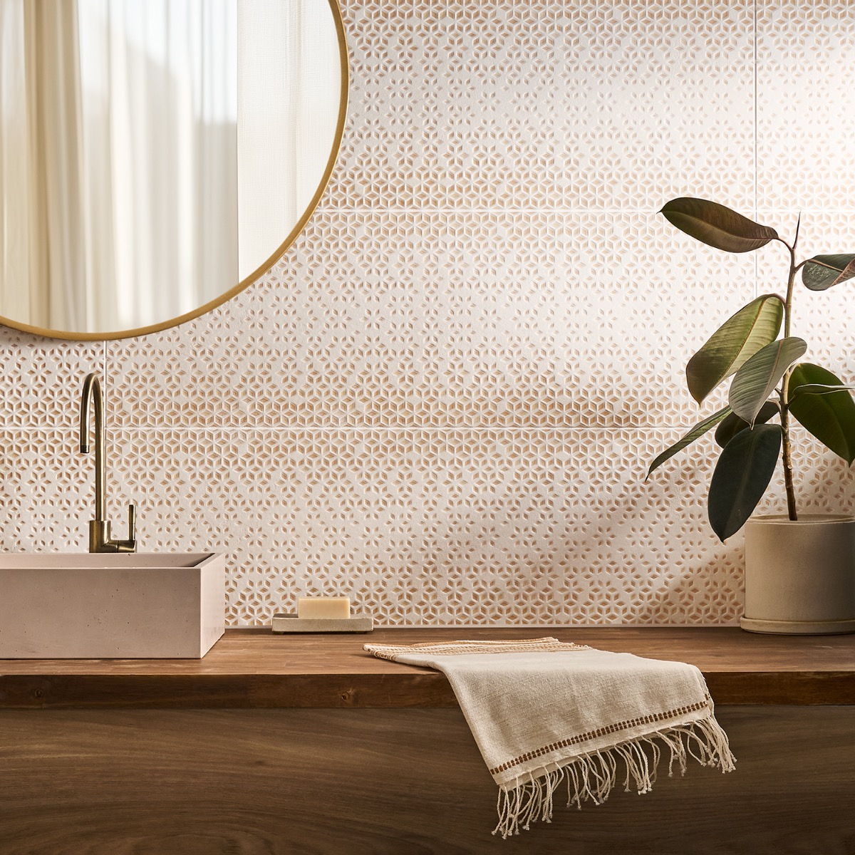 Kelani Flower Terracotta 12x36 Textured Mixed Finish Matte Ceramic Tile