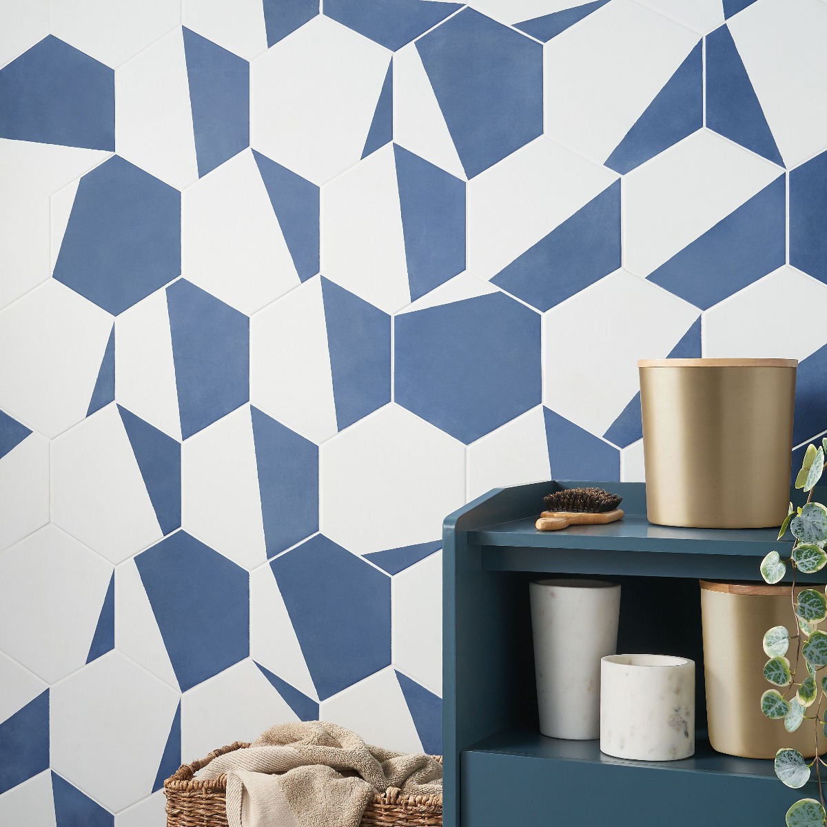 Co-Aries Divide Azul 8" Hex 15mm Matte Porcelain