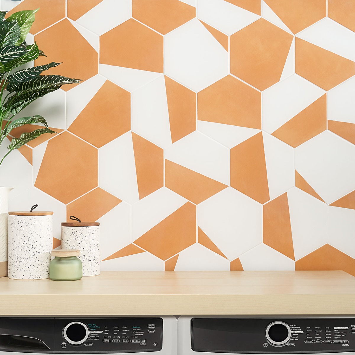 Aries 2.0 Divide Orange 8" Hex Matte Porcelain