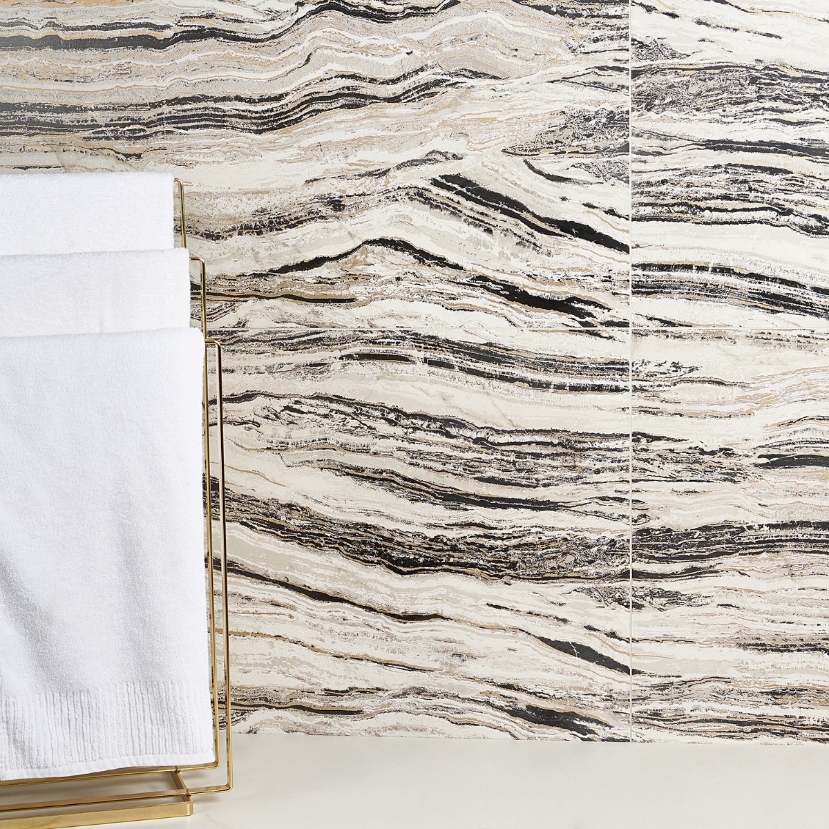 Travertina Deluxe Black Gold 24x48 Artisan Decor Porcelain Tile