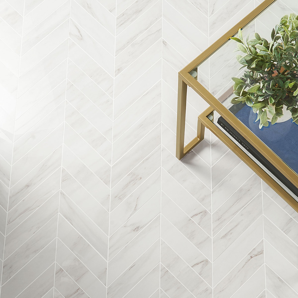 Lithe Dolomite Snow 2x8 Chevron Polished  Porcelain