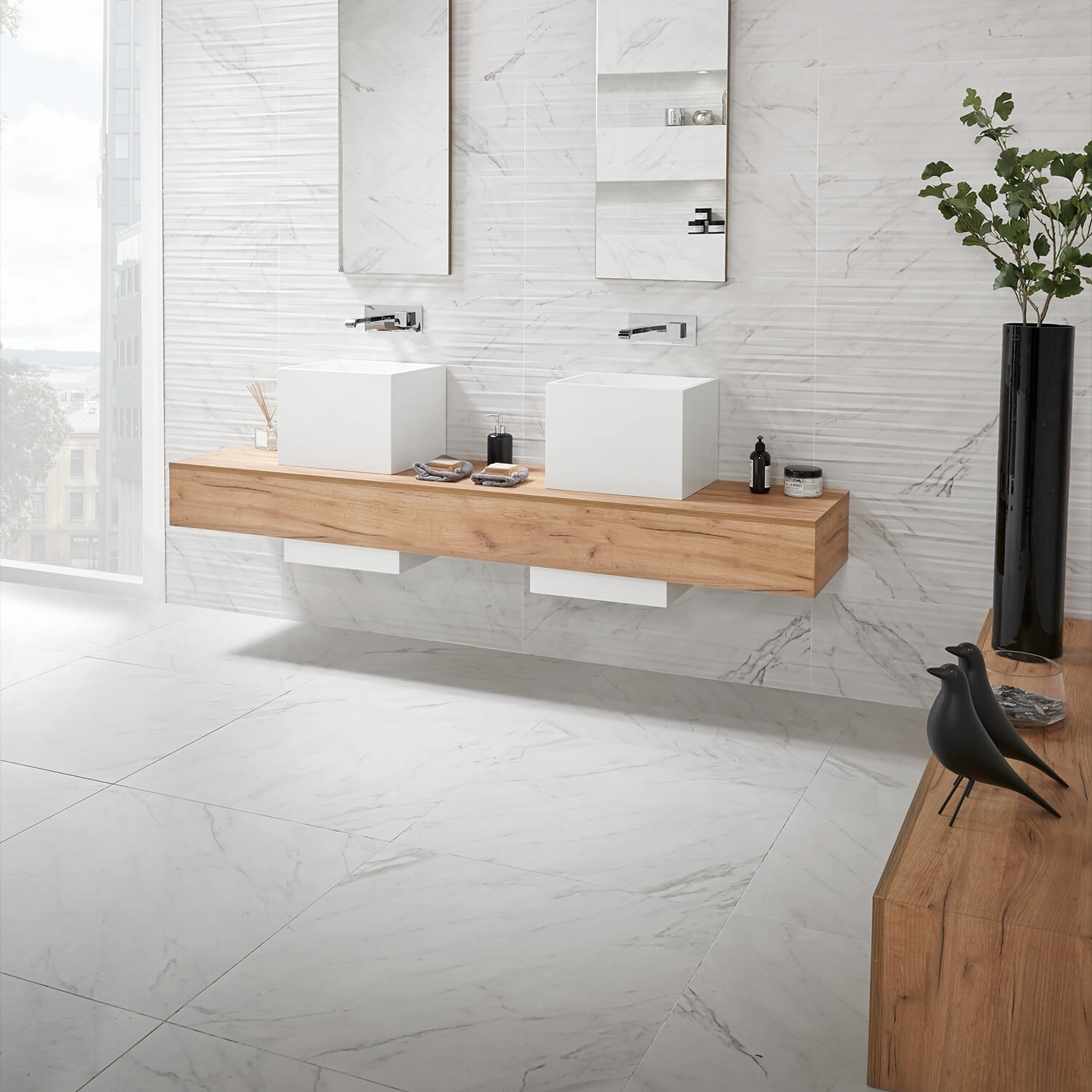 Belvedere Bianco 30x30 Marble Look Porcelain Tile