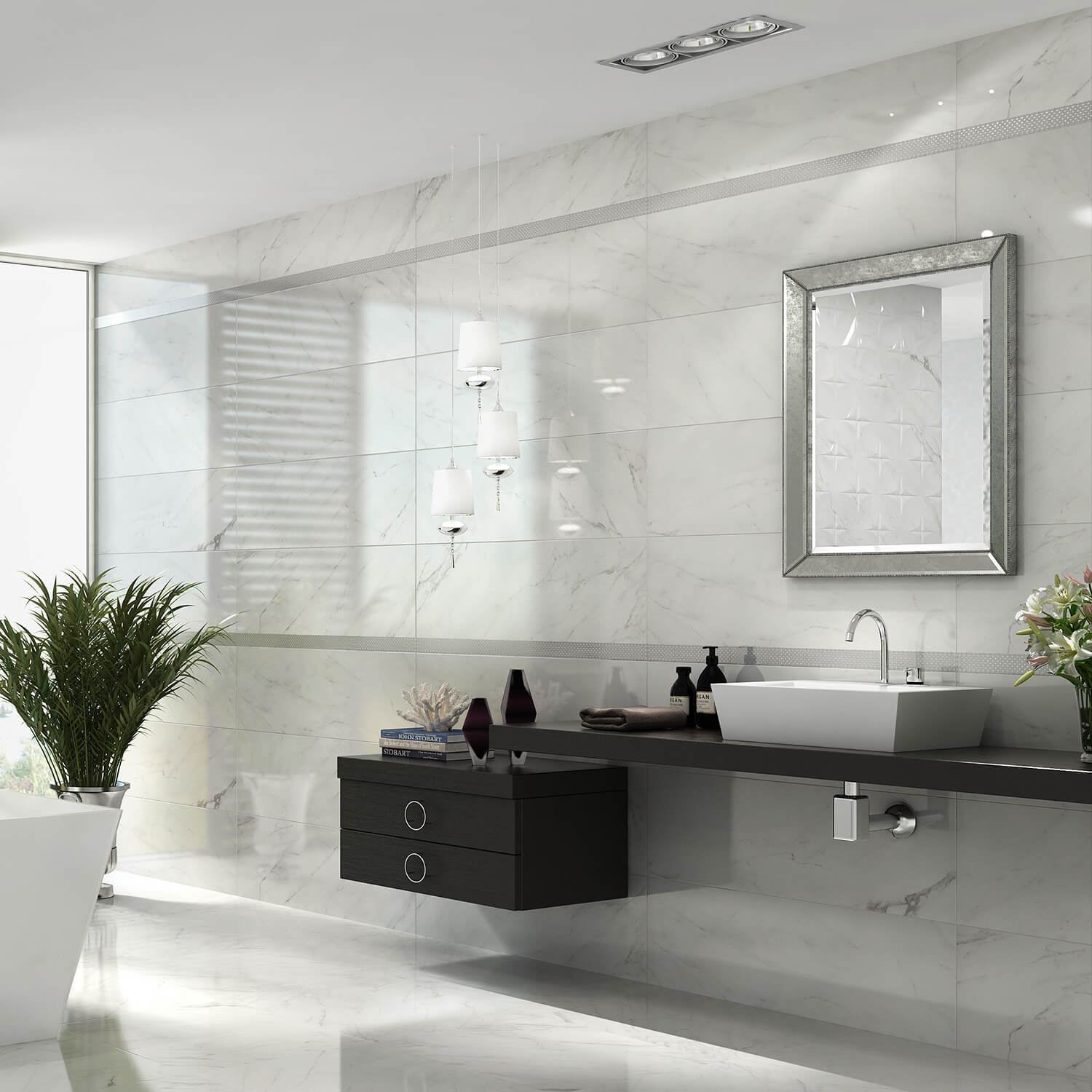 Belvedere Bianco 30x30 Marble Look Porcelain Tile
