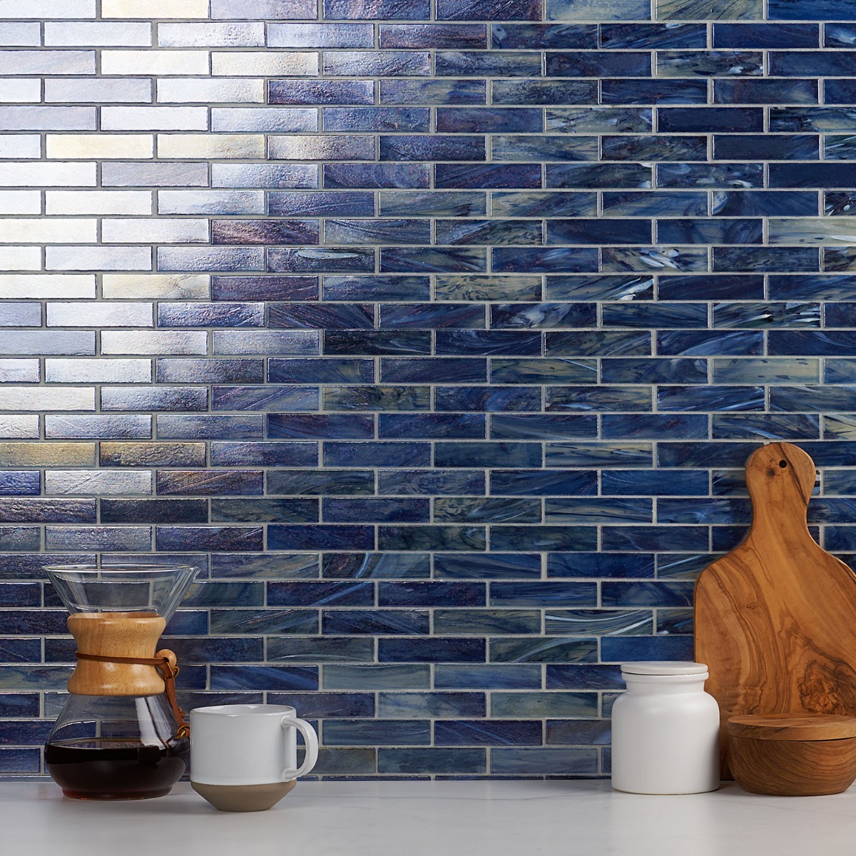 Amberly Iridescent Sky Blue 1x4 Polished Glass Mosaic Tile