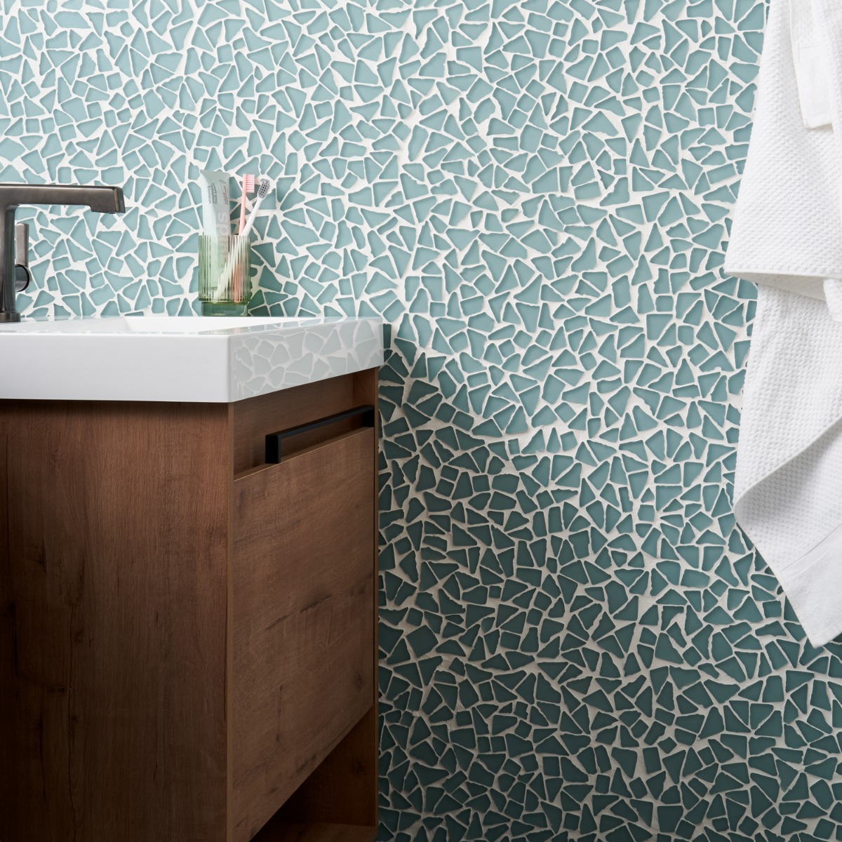 Dolphin Atlantic Blue Frosted Matte Glass Mosaic Tile