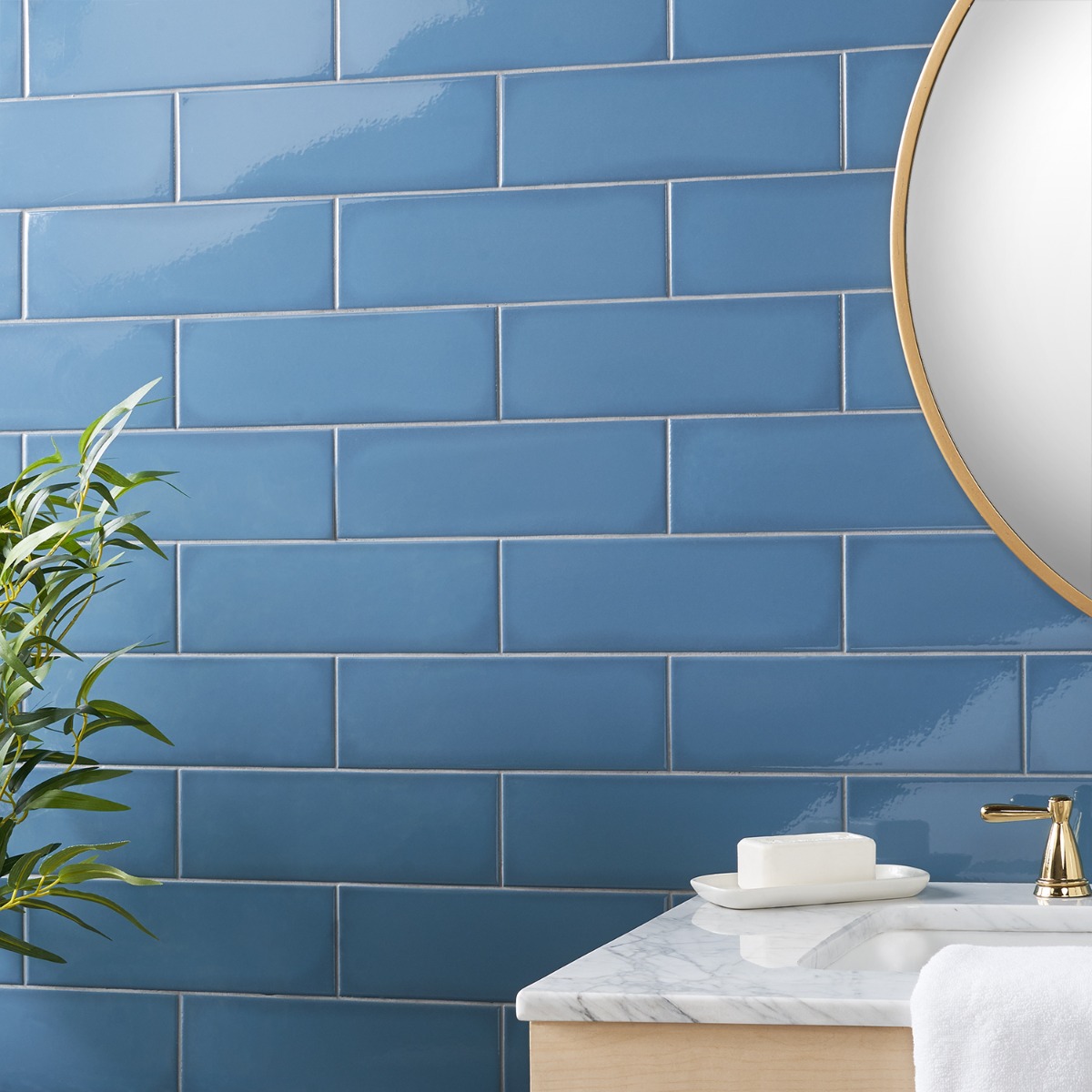 Market Street Blue 4x12 Polished Porcelain Tile