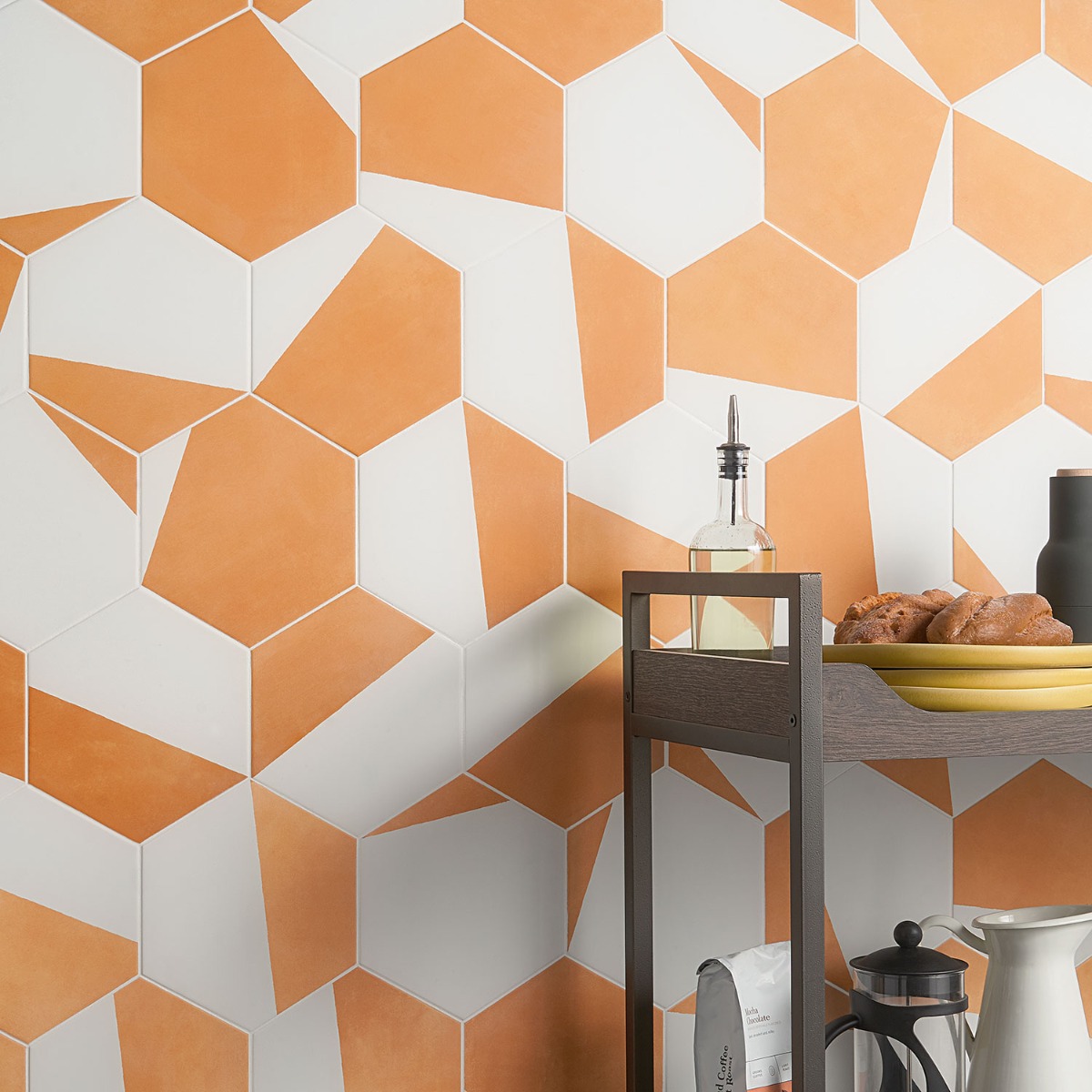 Aries 2.0 Divide Orange 8" Hex Matte Porcelain