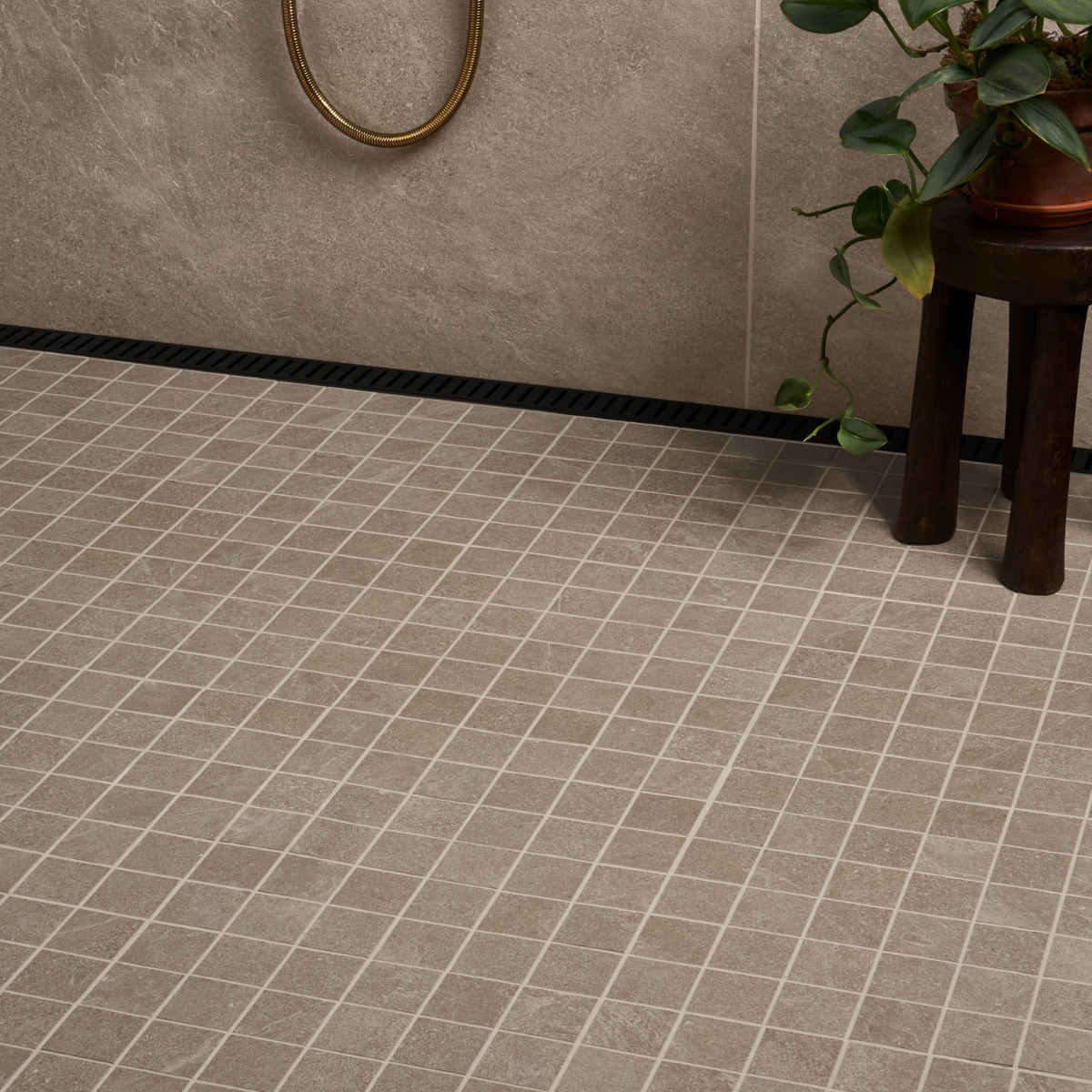 Motley Caramel Brown 2x2 Limestone Look Matte Porcelain Mosaic Tile