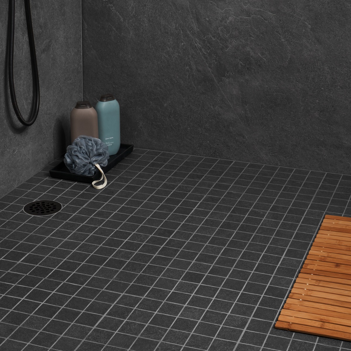Motley Charcoal Black 2x2 Limestone Look Matte Porcelain Mosaic Tile