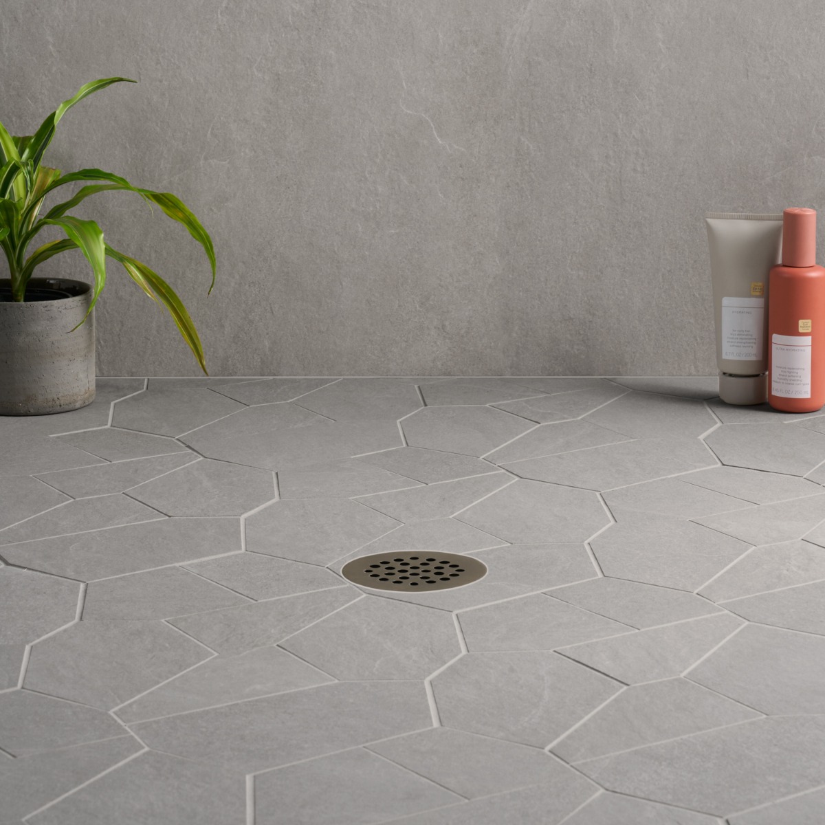 Motley Silver Gray Organic Pattern Limestone Look Matte Porcelain Mosaic Tile