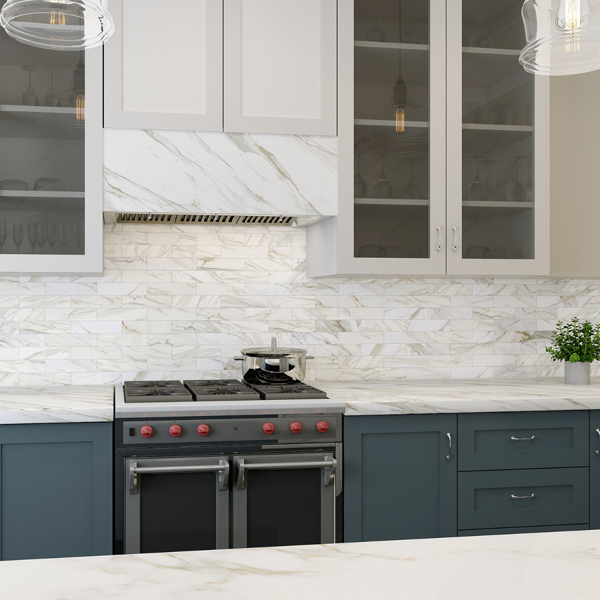Calacatta Gold 2x8 Honed Marble Subway Tile
