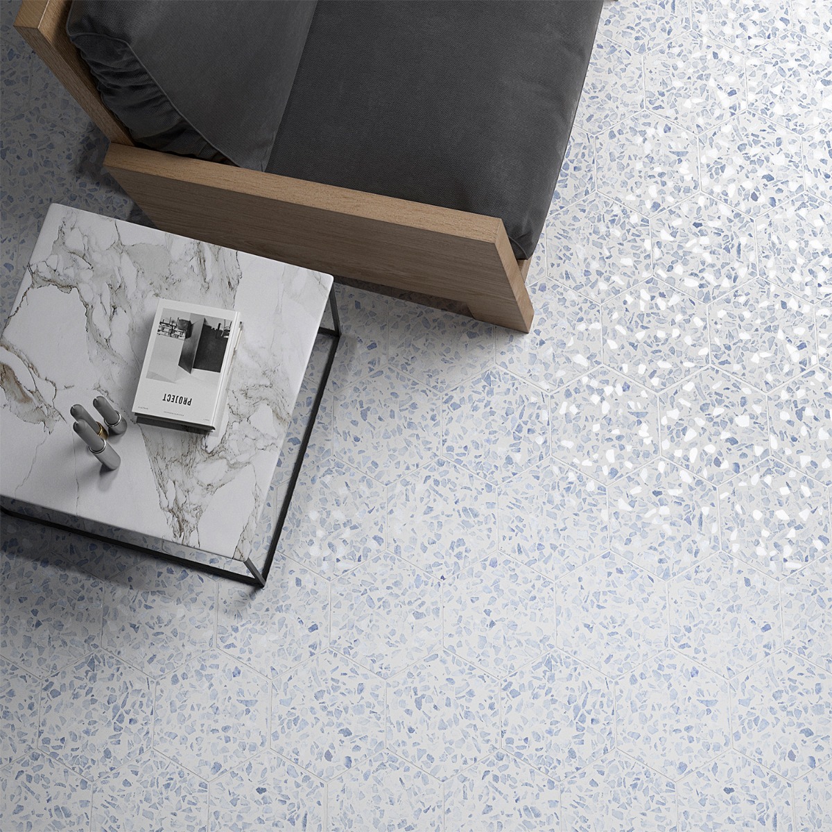 Riazza Hex Blue Matte Porcelain