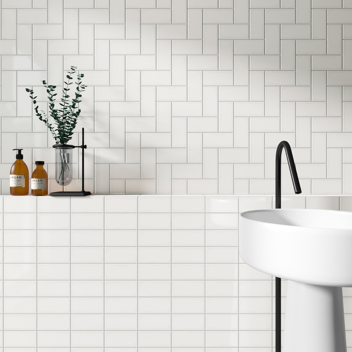 Market Street White 3x6 Polished Porcelain Tile