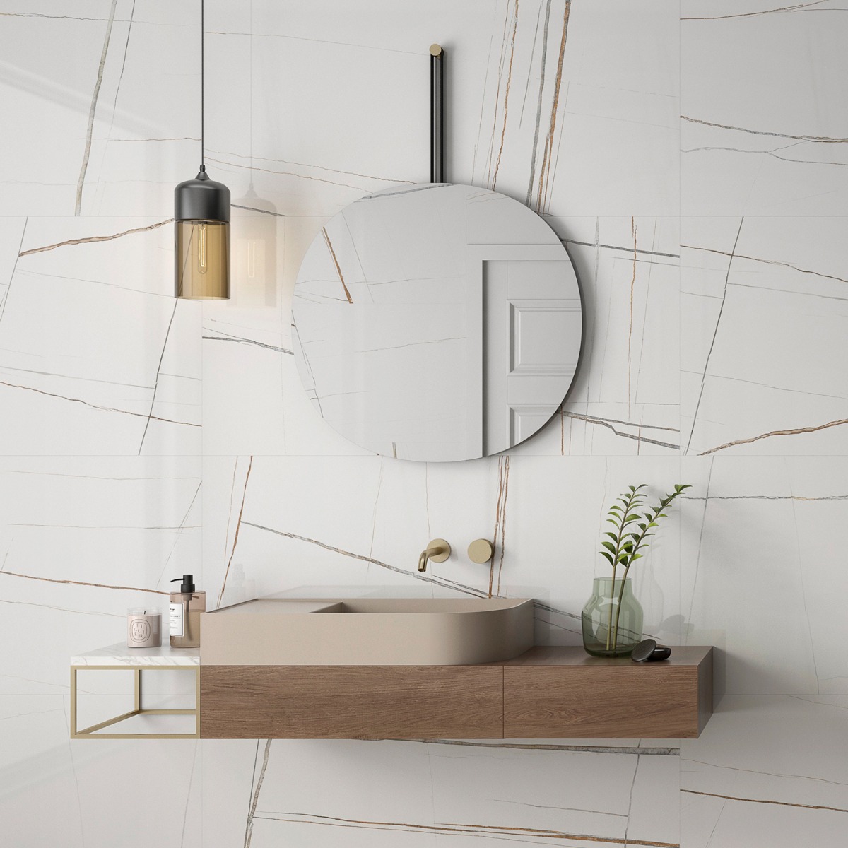 Marmo Sahara Blanco White 24x48 Marble Look Polished Porcelain Tile