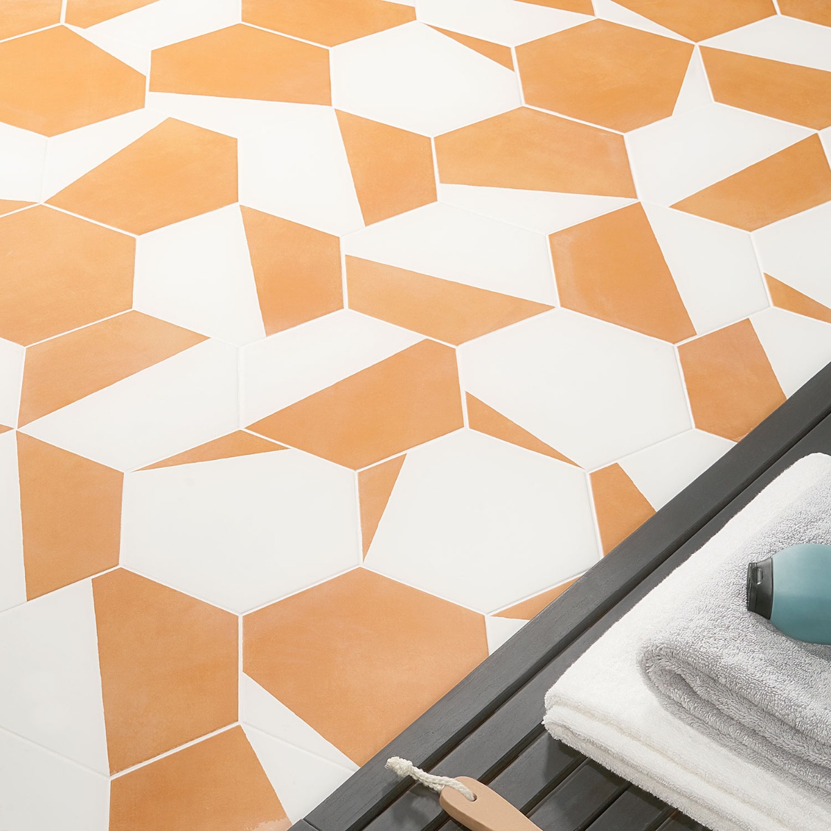 Aries 2.0 Divide Orange 8" Hex Matte Porcelain