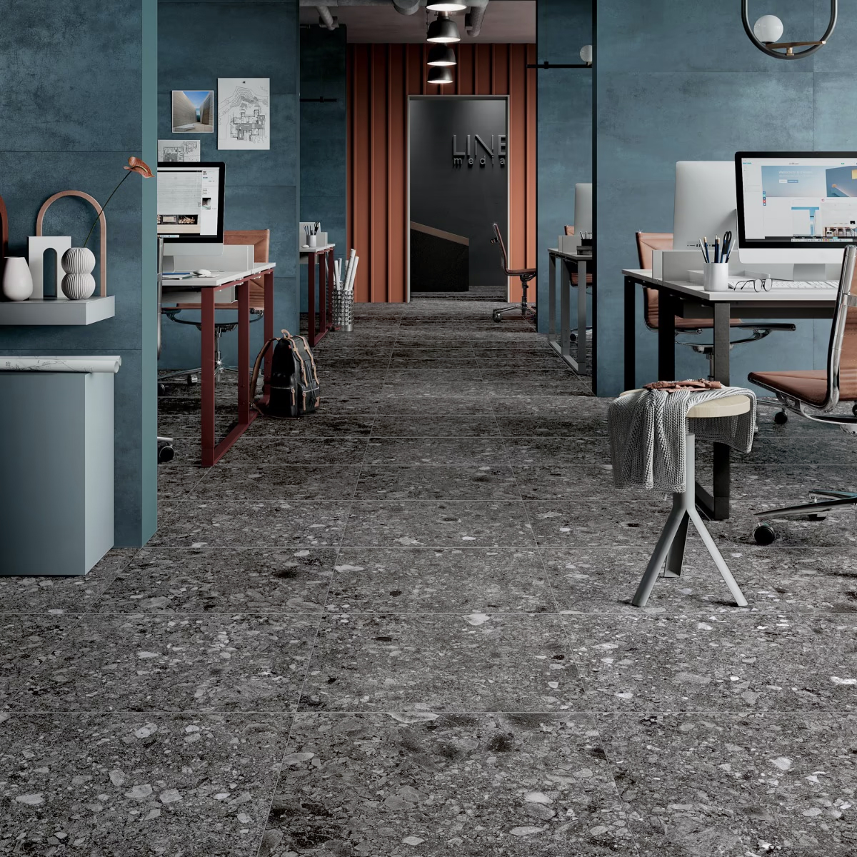 Norr 2.0 Charcoal Gray 24x24 Terrazzo Look Matte Porcelain Tile