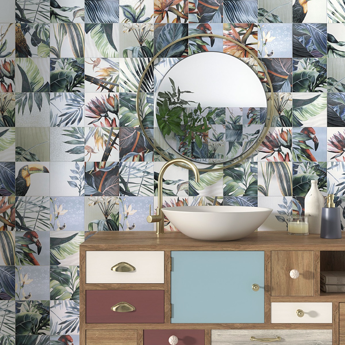 Angela Harris Florista Tikida Decor Mural 8x8 Matte Ceramic