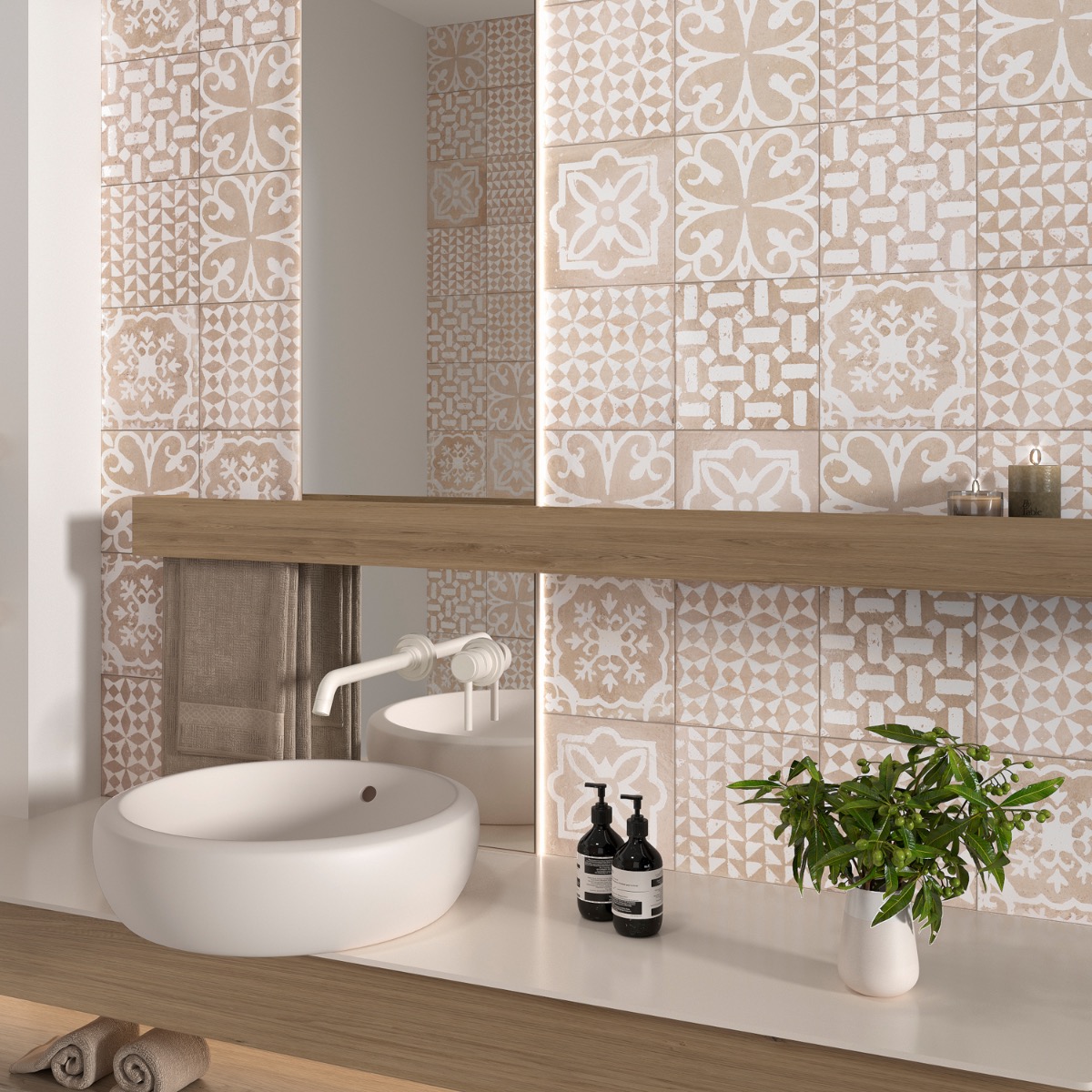 Angela Harris Messina Kasma Terra Crema Decor 8x8 Matte Porcelain Matte Porcelain