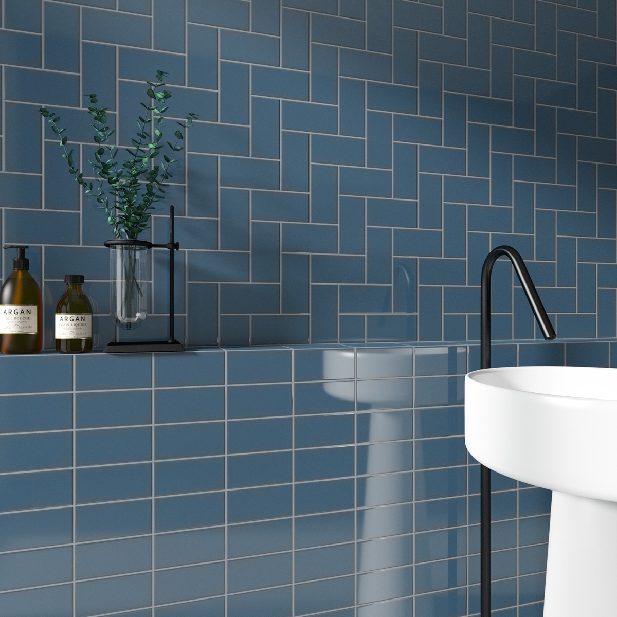 Market Street Blue 3x6 Polished Porcelain Tile