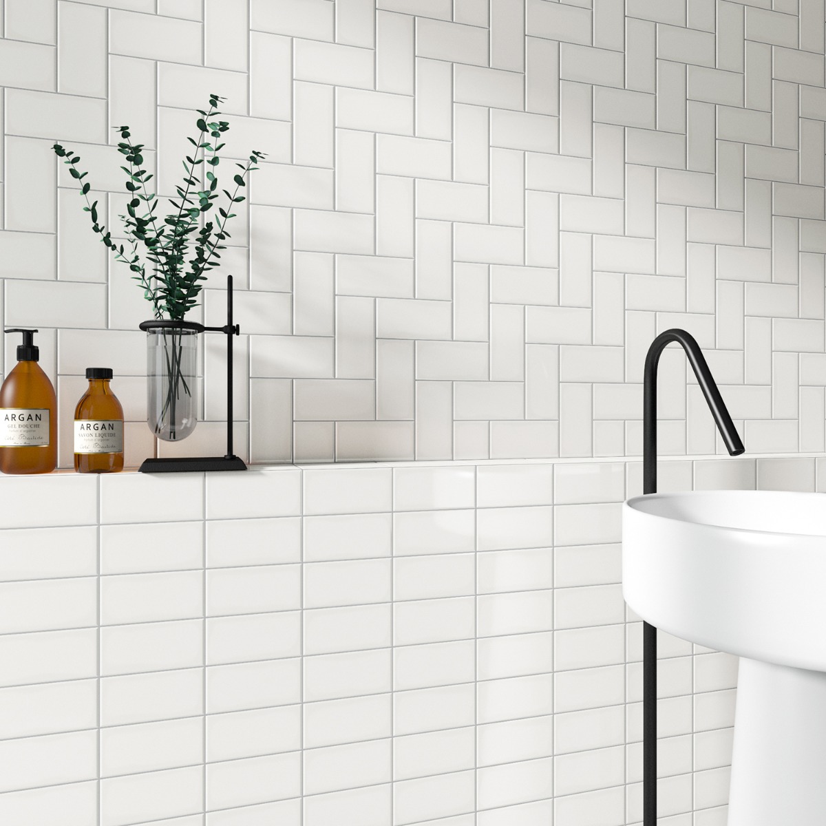 Market Street White 3x6 Polished Porcelain Tile
