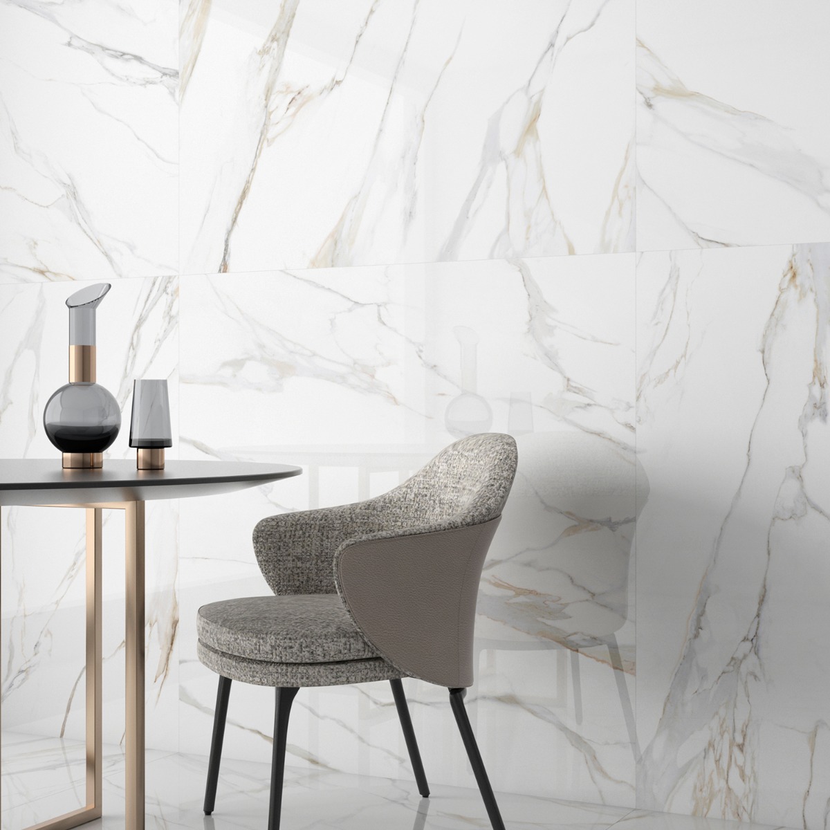 Marmo Aurora Gold 48x48 Marble Look Polished Porcelain Tile