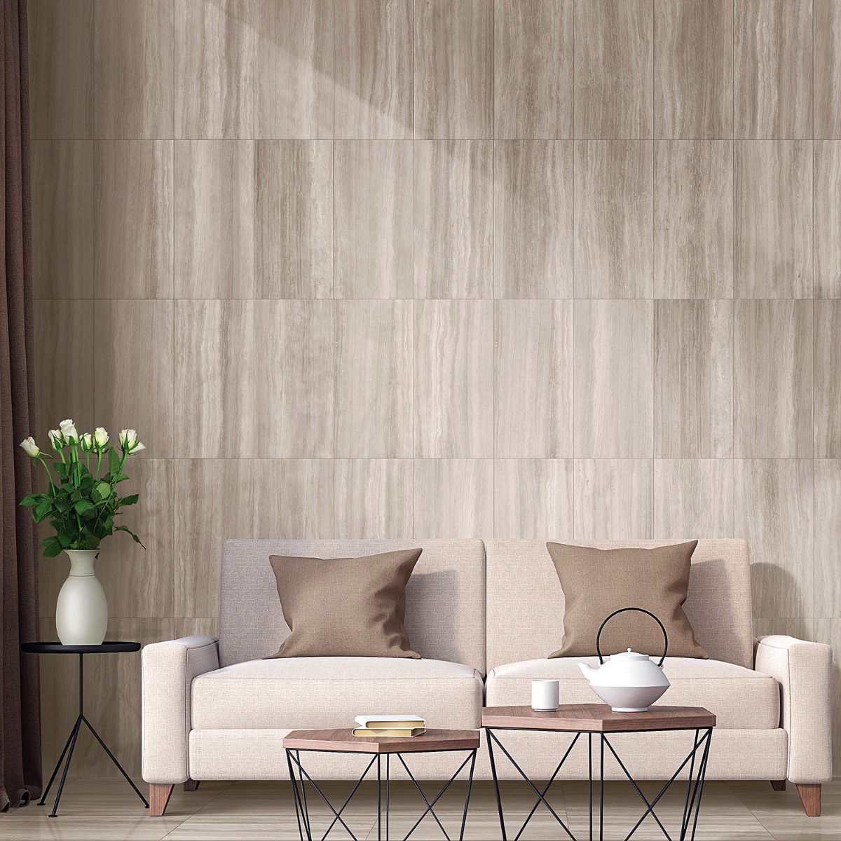 Zenit Taupe 12x24 Travertine Look Matte Porcelain Tile