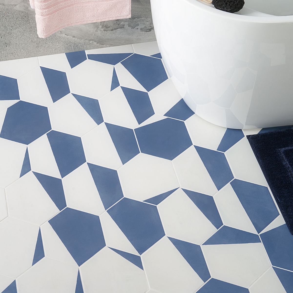 Co-Aries Divide Azul 8" Hex 15mm Matte Porcelain