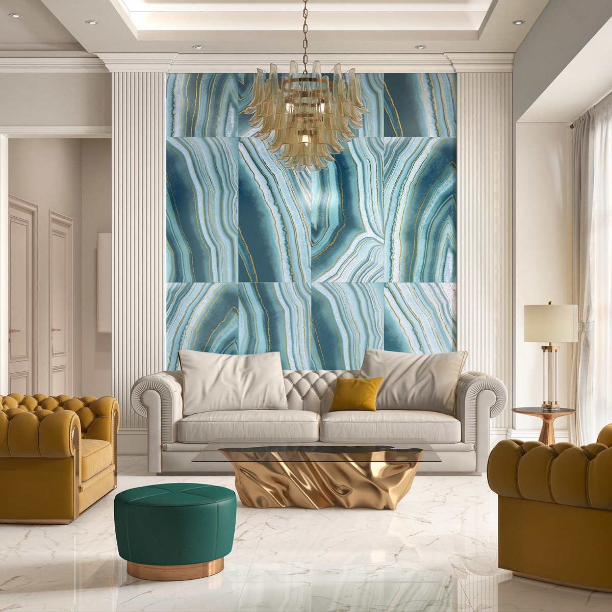 Deco Agate Ocean Green 24x48 Artisan Decor Polished Porcelain Tile