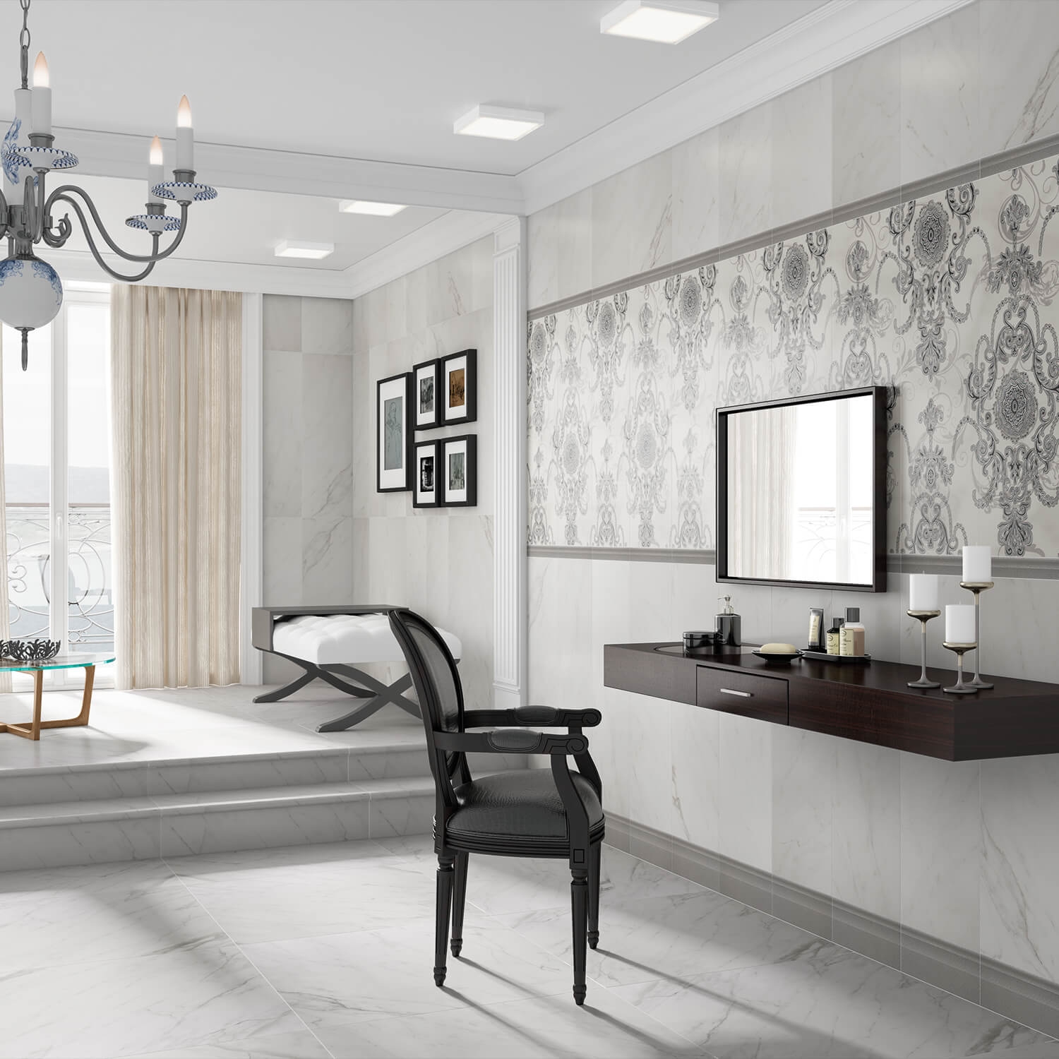 Belvedere Bianco 30x30 Marble Look Porcelain Tile