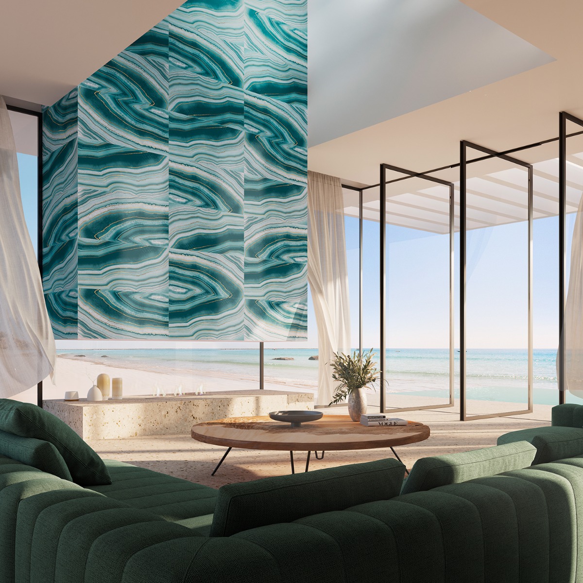 Deco Agate Ocean Green 24x48 Artisan Decor Polished Porcelain Tile