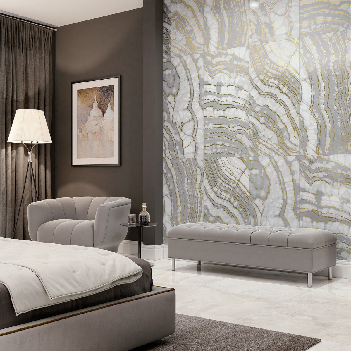 Deco Agate Smoke Gray 24x48 Artisan Decor Polished Porcelain Tile
