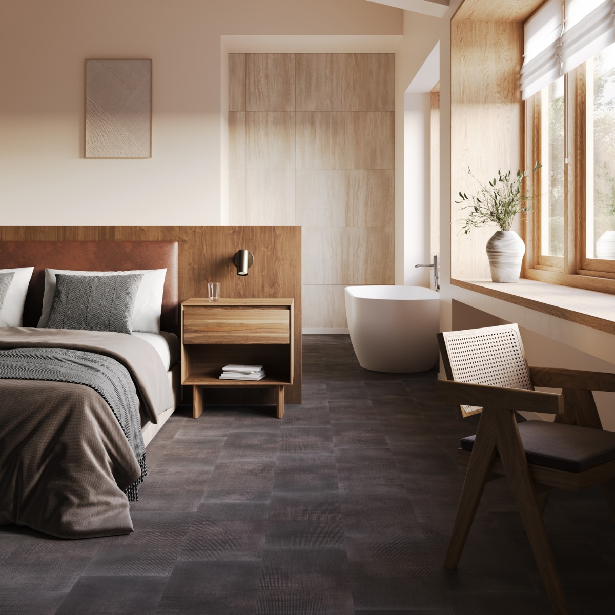 Organic Rug LVT Charcoal 12x24 - 2.0mm/12mil Wear Layer - Glue Down Matte Luxury Vinyl