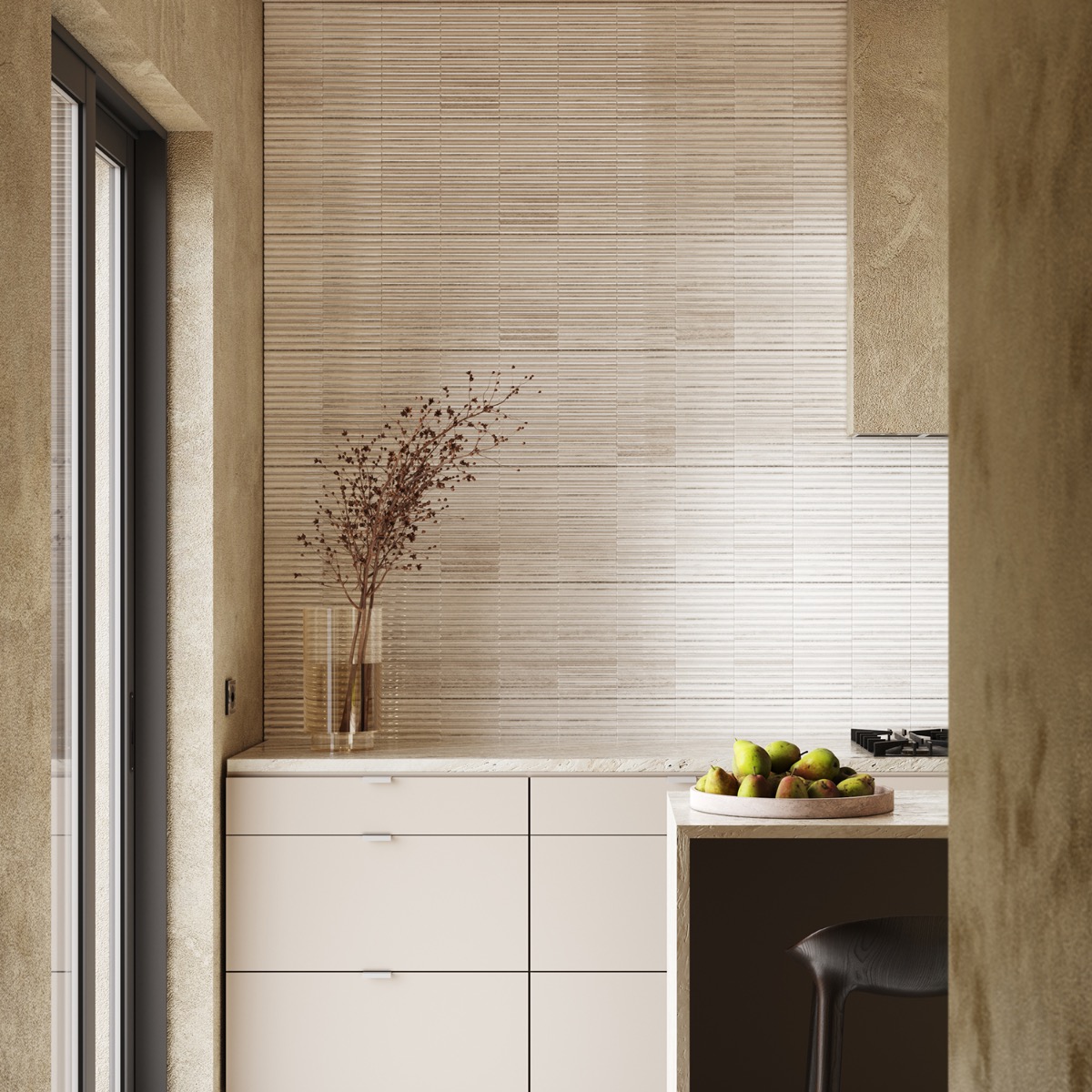 Bryn Fluted White 6x12 3D Glossy Ceramic Tile