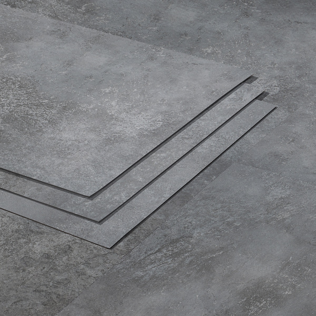 Mercer Metalcrete Pewter 12x4 - 2.0mm/12mil Wear Layer - Glue Down Matte Luxury Vinyl