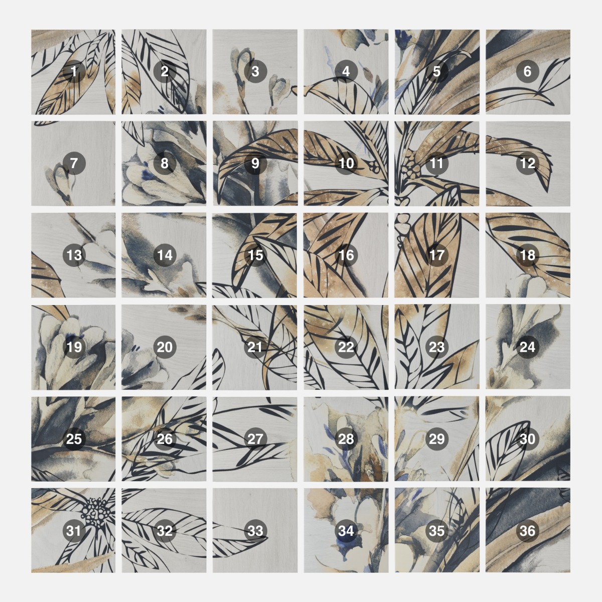 Angela Harris Florista Autumn Leaves Mural 8x8 Matte Porcelain